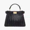 Fendi Women Peekaboo ISeeU Petite Black Padded Calfskin Leather Bag