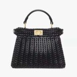 Fendi Women Peekaboo ISeeU Petite Black Padded Calfskin Leather Bag