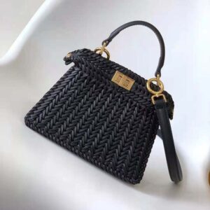 Fendi Women Peekaboo ISeeU Petite Black Padded Calfskin Leather Bag