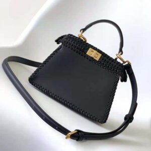 Fendi Women Peekaboo ISeeU Petite Black Padded Calfskin Leather Bag