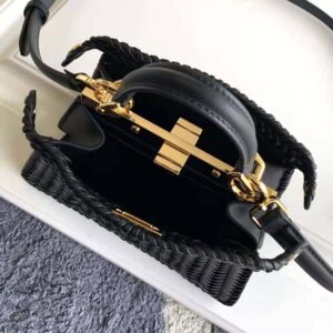 Fendi Women Peekaboo ISeeU Petite Black Padded Calfskin Leather Bag