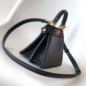 Fendi Women Peekaboo ISeeU Petite Black Padded Calfskin Leather Bag