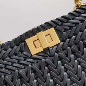 Fendi Women Peekaboo ISeeU Petite Black Padded Calfskin Leather Bag