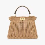 Fendi Women Peekaboo ISeeU Petite Brown Padded Calfskin Leather Bag