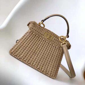 Fendi Women Peekaboo ISeeU Petite Brown Padded Calfskin Leather Bag