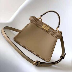 Fendi Women Peekaboo ISeeU Petite Brown Padded Calfskin Leather Bag