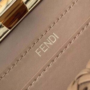 Fendi Women Peekaboo ISeeU Petite Brown Padded Calfskin Leather Bag