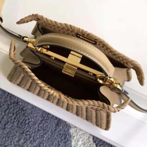 Fendi Women Peekaboo ISeeU Petite Brown Padded Calfskin Leather Bag