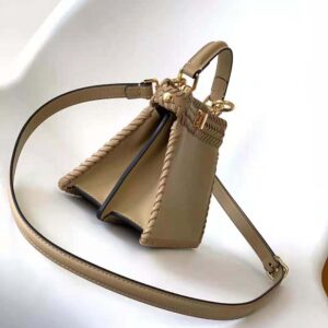 Fendi Women Peekaboo ISeeU Petite Brown Padded Calfskin Leather Bag