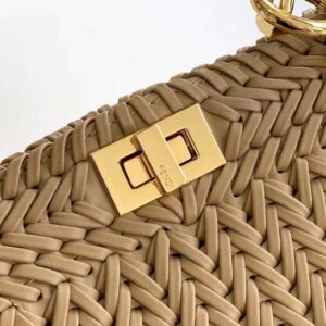 Fendi Women Peekaboo ISeeU Petite Brown Padded Calfskin Leather Bag