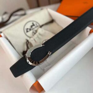 Hermes Men Luck Belt Buckle & Reversible Leather Strap 38 mm-Black