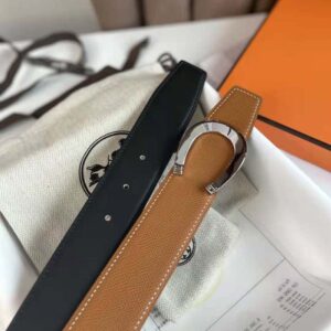 Hermes Men Luck Belt Buckle & Reversible Leather Strap 38 mm-Brown