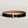 Hermes Men Luck Belt Buckle & Reversible Leather Strap 38 mm-Brown/Gold