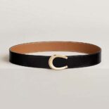 Hermes Men Luck Belt Buckle & Reversible Leather Strap 38 mm-Brown/Gold