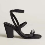 Hermes Women Ivresse 65 Sandal in Calfskin-Black H241152Z 02350
