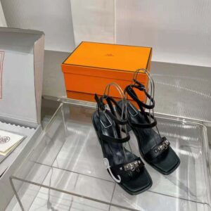 Hermes Women Ivresse 65 Sandal in Calfskin-Black H241152Z 02350