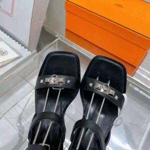 Hermes Women Ivresse 65 Sandal in Calfskin-Black H241152Z 02350