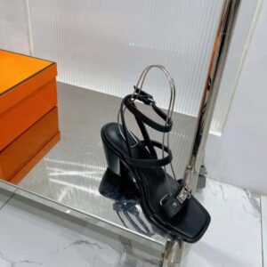 Hermes Women Ivresse 65 Sandal in Calfskin-Black H241152Z 02350