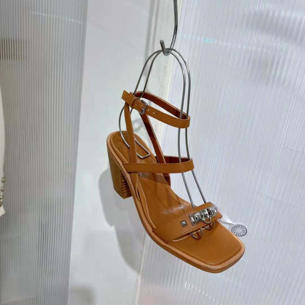 Hermes Women Ivresse 65 Sandal in Calfskin-Brown H241152Z 20395 10 Hermes Women Ivresse 65 Sandal in Calfskin-Brown H241152Z 20395