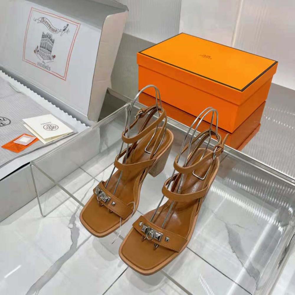 Hermes Women Ivresse 65 Sandal in Calfskin-Brown H241152Z 20395 3 Hermes Women Ivresse 65 Sandal in Calfskin-Brown H241152Z 20395