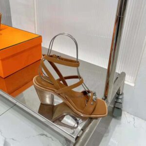Hermes Women Ivresse 65 Sandal in Calfskin-Brown H241152Z 20395