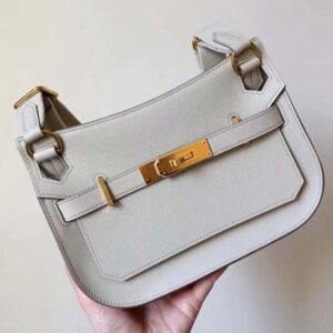 Hermes Women Jyspiere in Evercolor Leather-White/Gold