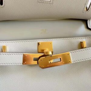 Hermes Women Jyspiere in Evercolor Leather-White/Gold