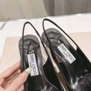 Jimmy Choo Women Amita Flowers 45 Black Nappa Leather Sling Back Pumps with Flowers