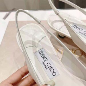 Jimmy Choo Women Amita Flowers 45 Latte Nappa Leather Sling Back Pumps with Flowers