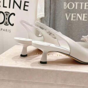 Jimmy Choo Women Amita Flowers 45 Latte Nappa Leather Sling Back Pumps with Flowers