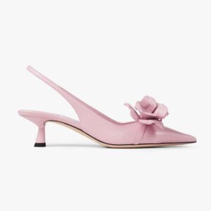 Jimmy Choo Women Amita Flowers 45 Rose Nappa Leather Sling Back Pumps with Flowers