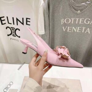 Jimmy Choo Women Amita Flowers 45 Rose Nappa Leather Sling Back Pumps with Flowers