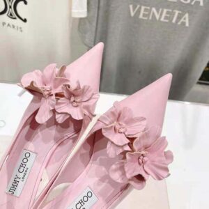 Jimmy Choo Women Amita Flowers 45 Rose Nappa Leather Sling Back