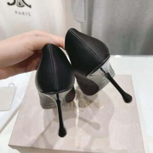 Jimmy Choo Women Ixia 95 Black Satin Pumps with Flowers-IXIA95BGU