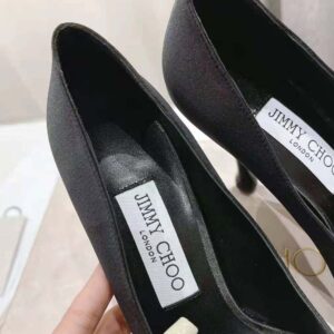 Jimmy Choo Women Ixia 95 Black Satin Pumps with Flowers-IXIA95BGU
