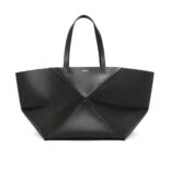 Loewe Men XL Puzzle Fold Tote in Shiny Calfskin-Black