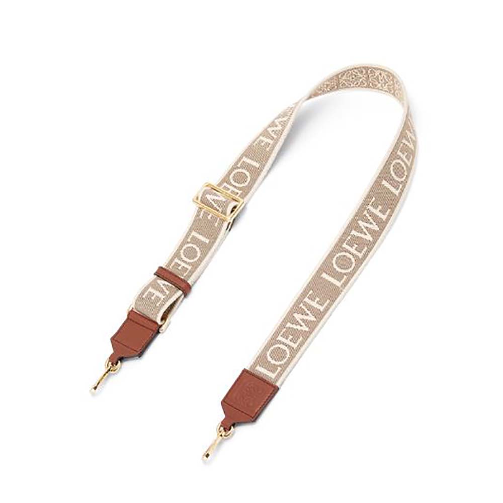 Loewe Women Anagram Strap in Jacquard and Calfskin-Tan