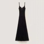 Miu Miu Women Viscose Dress With Intarsia Logo-Black
