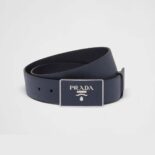 Prada Men Saffiano Leather Belt-Navy F0216