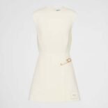 Prada Women Washed Twill Minidress with Safety Pin-White