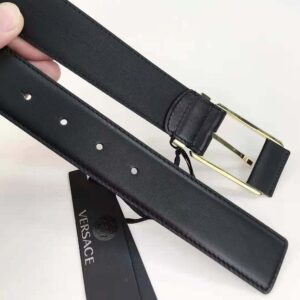 Versace Unisex Greca Accent Leather Belt-Black DCU8241