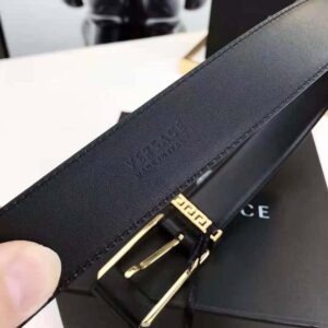 Versace Unisex Greca Accent Leather Belt-Black DCU8241