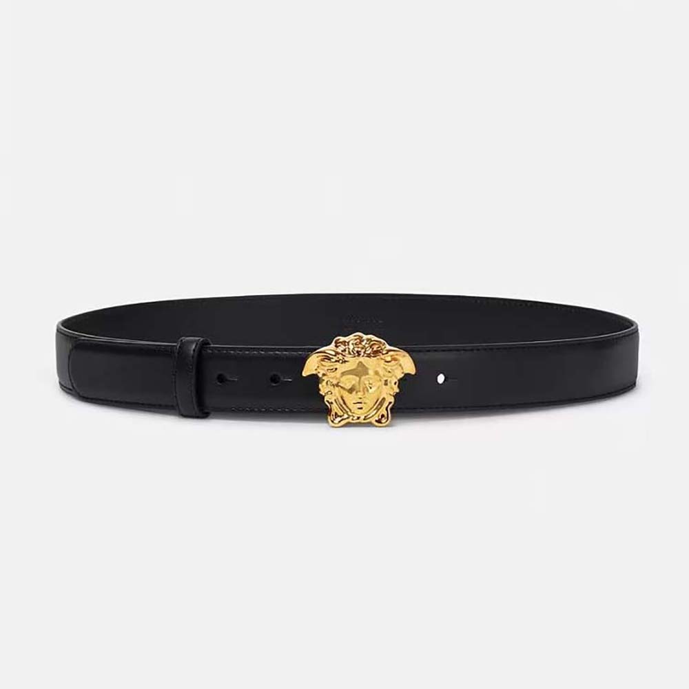 Versace Unisex La Medusa Leather Belt-Black DCDD442