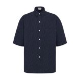 Dior Men Dior Charm Short-Sleeved Shirt Navy Cotton Poplin 243D589AY517-C589