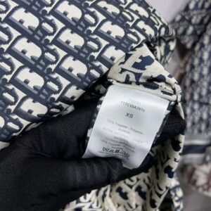 Dior Women Hooded Anorak Blue and Ecru Technical Taffeta Jacquard with Dior Oblique Motif