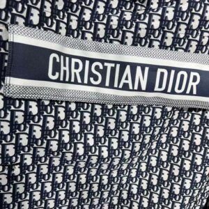 Dior Women Hooded Anorak Blue and Ecru Technical Taffeta Jacquard with Dior Oblique Motif