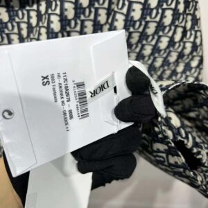 Dior Women Hooded Anorak Blue and Ecru Technical Taffeta Jacquard with Dior Oblique Motif