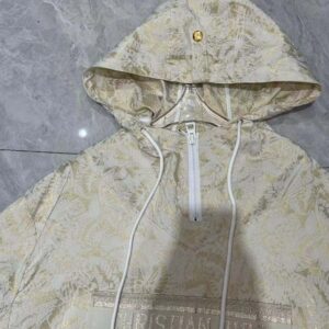 Dior Women Hooded D-Way windbreaker Gold-Tone Technical Taffeta Jacquard
