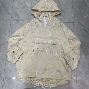 Dior Women Hooded D-Way windbreaker Gold-Tone Technical Taffeta Jacquard