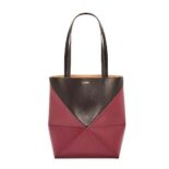 Loewe Unisex Puzzle Fold Tote in Shiny Calfskin-Black A779V25X07